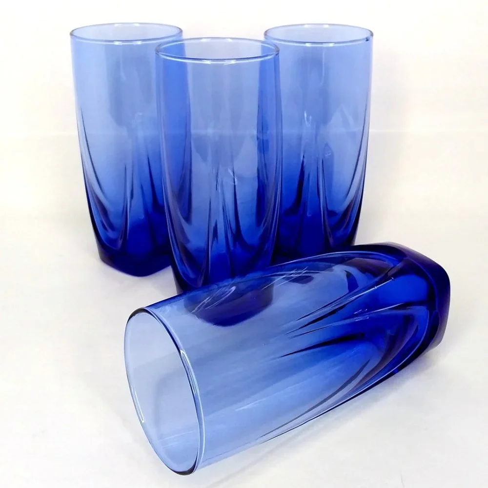 Libbey Melody Coolers Glasses Cobalt Blue 18oz Set of 4 New in Box